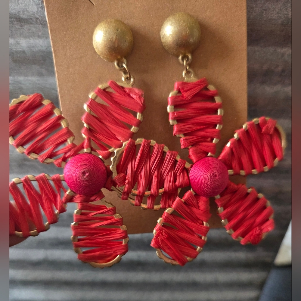 Red Floral Earrings